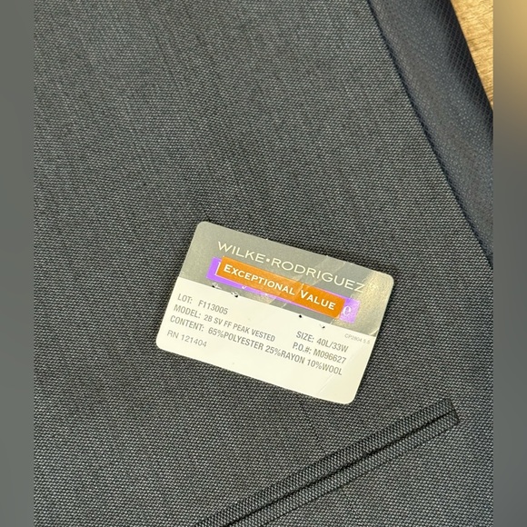 NWT WILKE RODRIGUEZ MENS MODERN FIT GREY 3 PIECE SUIT 40L 33x32 - Picture 11 of 16